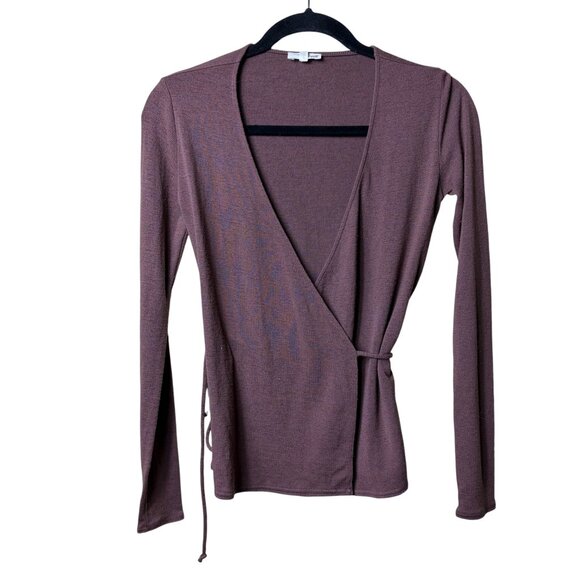 Wilfred Free (Aritzia) Katsia Long Sleeve Wrap Top (Purple) - Size XS - Picture 1 of 8